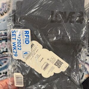 Love & Sports Charcoal Ribbed Bike Shorts with Black Lettering